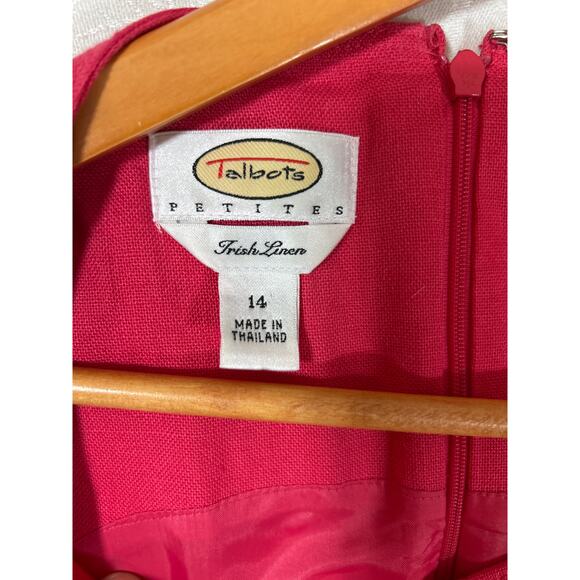 VTG Talbots Dress 14 PETITE Pink 100% Irish Linen Sheath Lined Tank Sleeveless - Picture 7 of 10